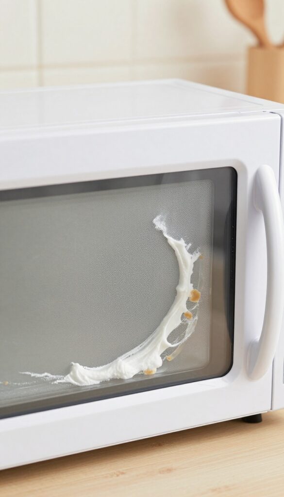 Baking soda paste applied to stubborn spots inside a microwave