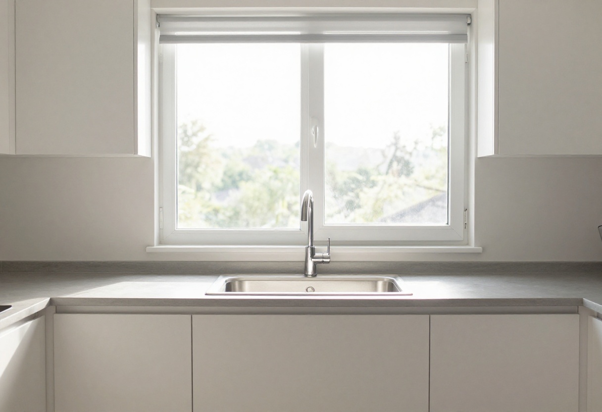 Bright clean kitchen with organized counters and sunlight