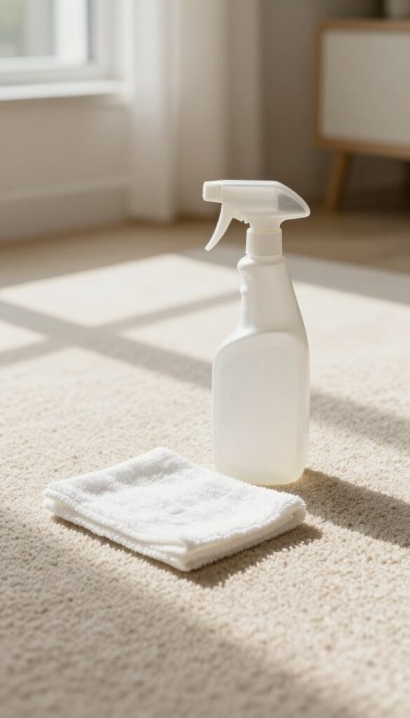 Enzyme cleaner on carpet for pet stain removal