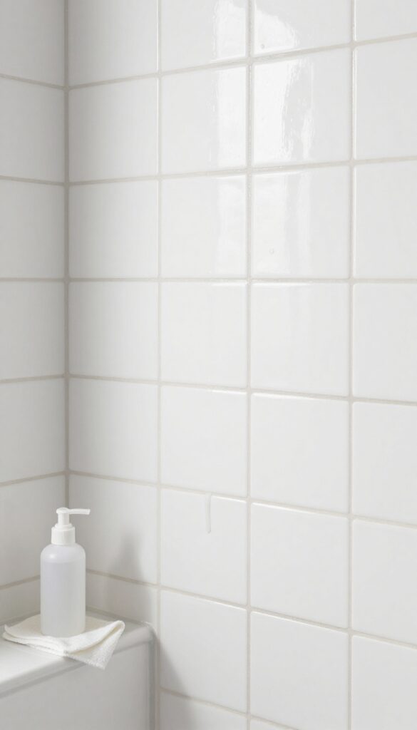 Applying grout sealer to bathroom shower grout lines with a foam applicator