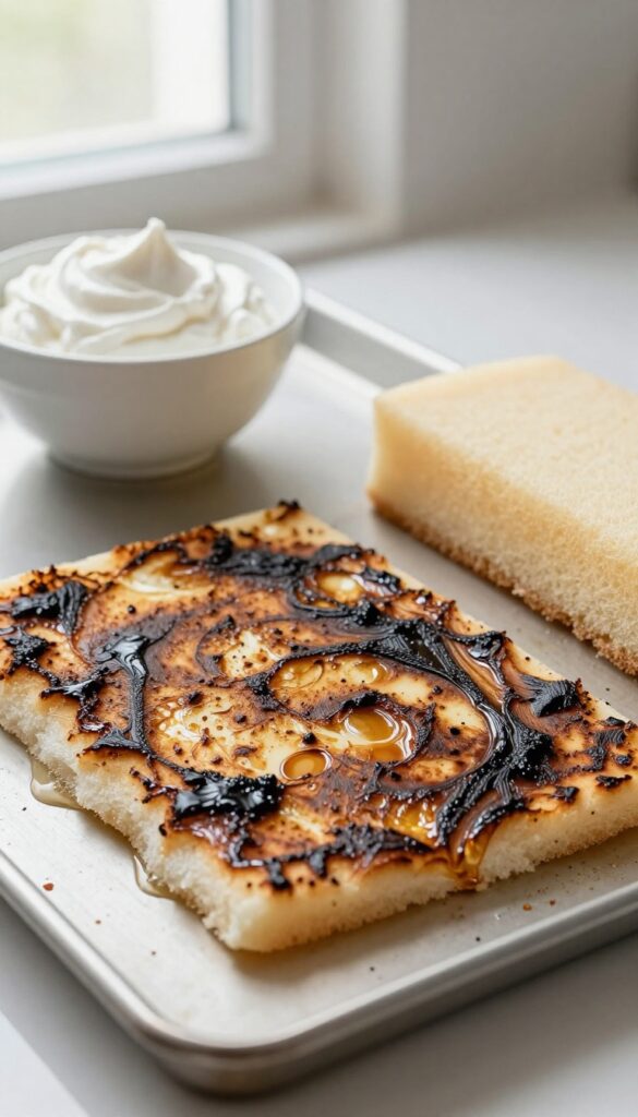Baking sheet with burnt grease marks and cream of tartar paste