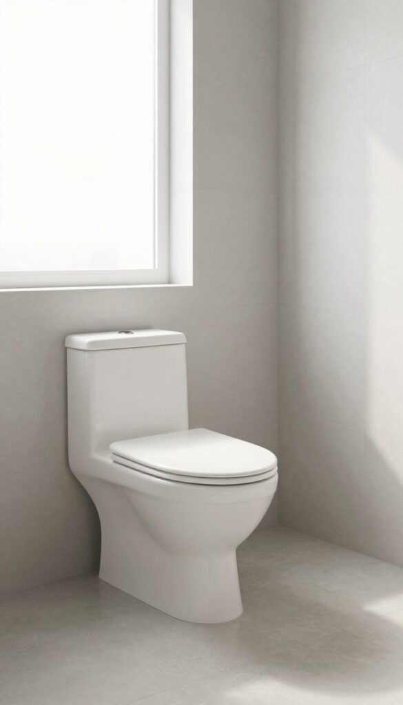Wall-mounted toilet with hidden tank in a small modern bathroom