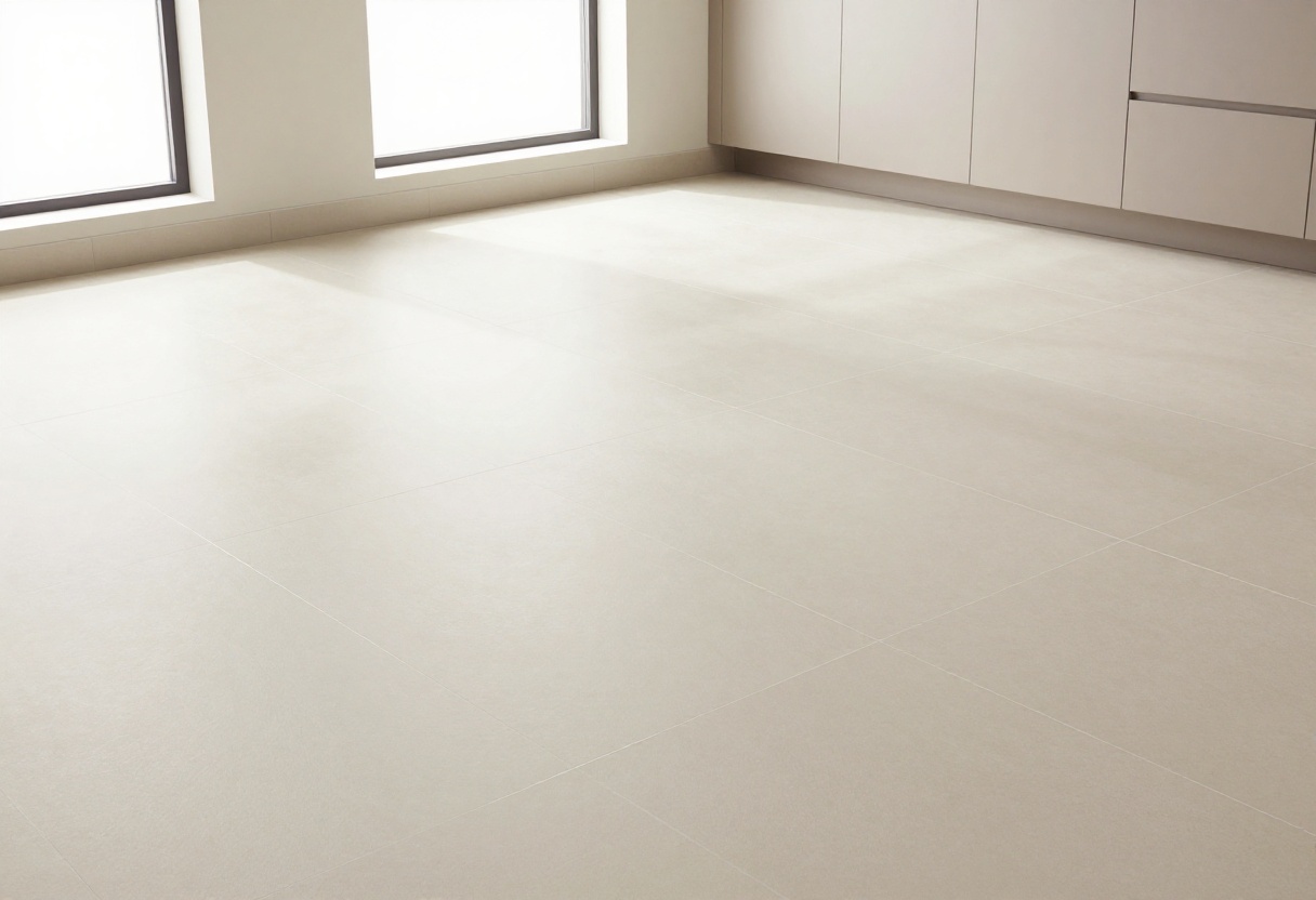 Clean tile floor with bright shine and clean grout lines
