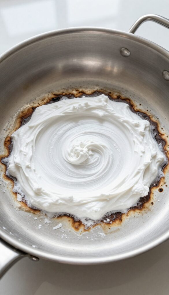 Baking soda and water paste on burnt pan marks