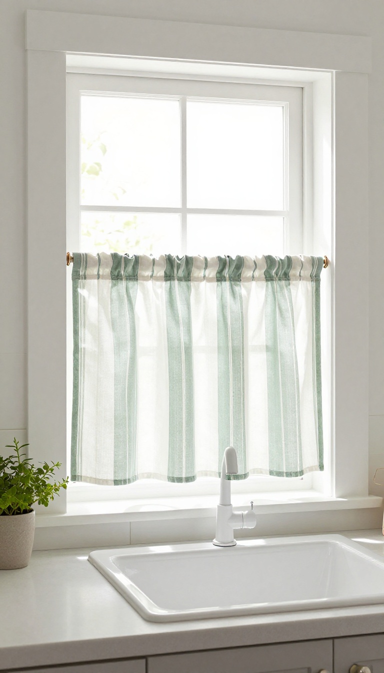 Stylish no-sew valance in a bright kitchen window