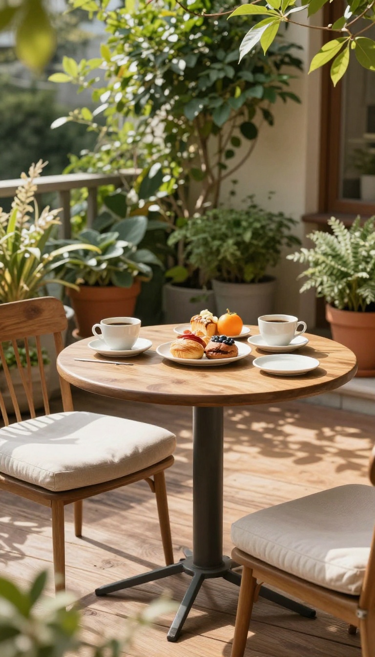 Cozy patio dining area with a compact table and chairs