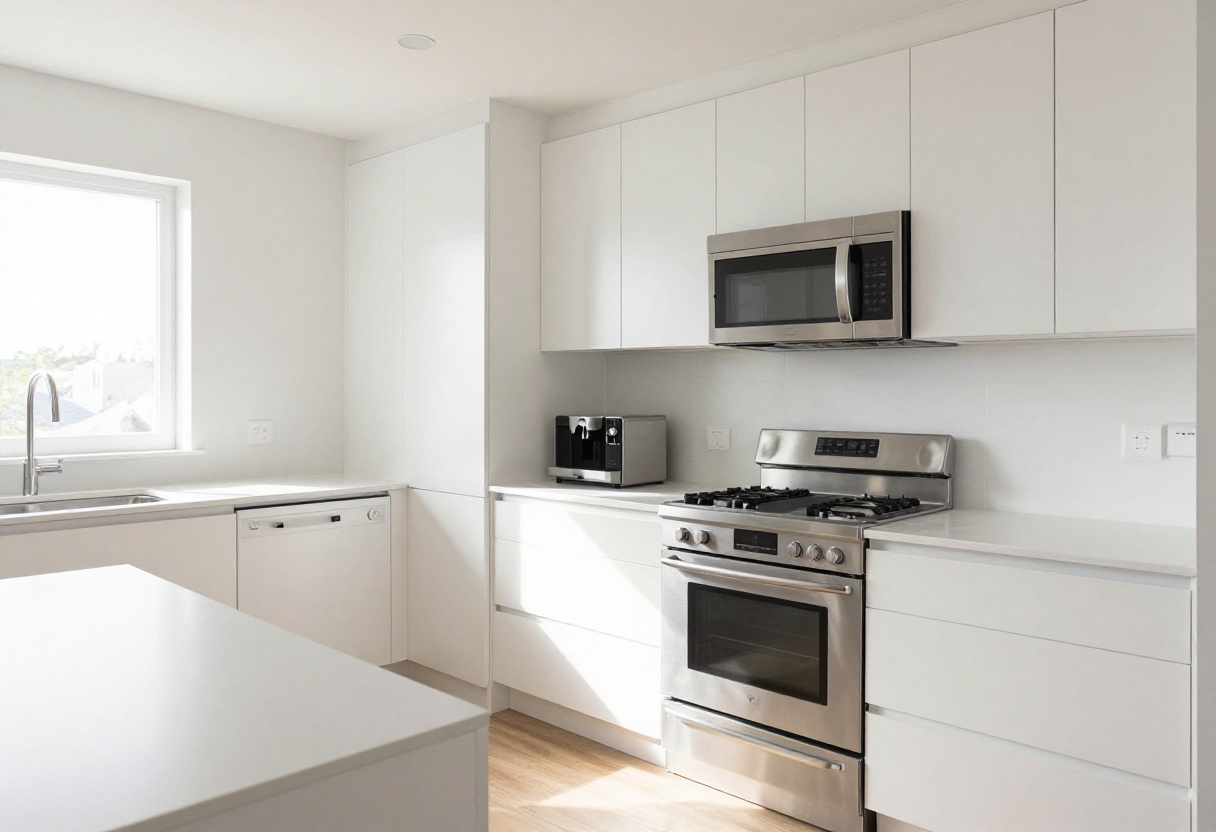 Modern kitchen with sleek built-in appliances and clean countertops