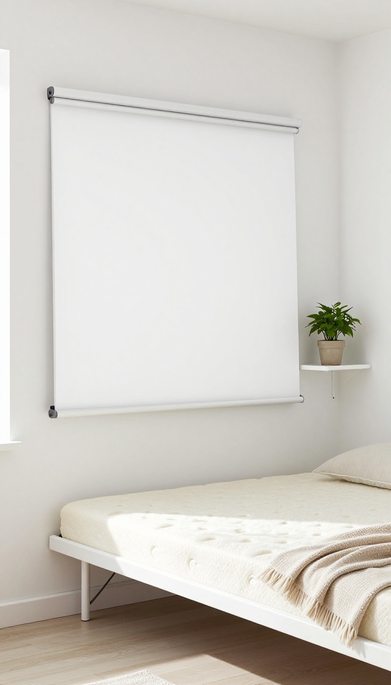 Wall-mounted desk with pull-out bed in a small home office guest room