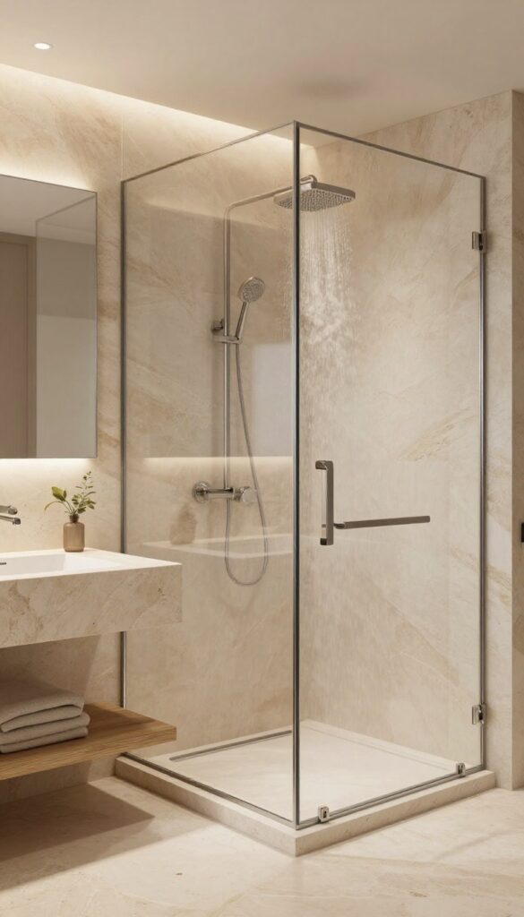 Steam shower feature in a double shower for relaxation