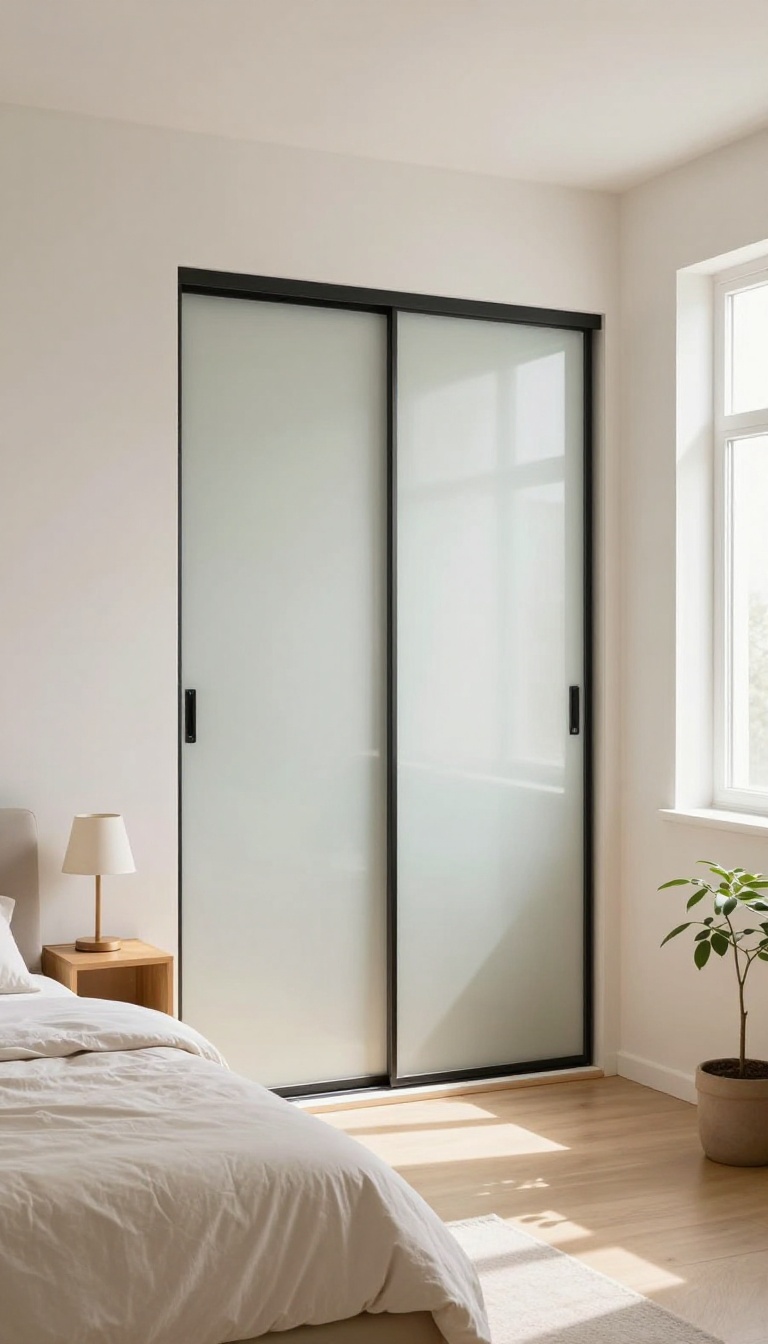 Small bedroom with a sliding door wardrobe saving space beside the bed