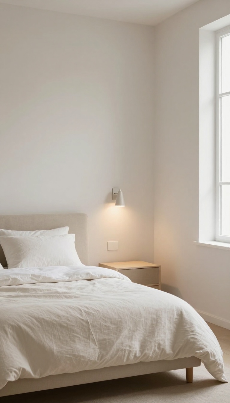 Modern guest bedroom with dimmable wall sconces providing soft, adjustable lighting.