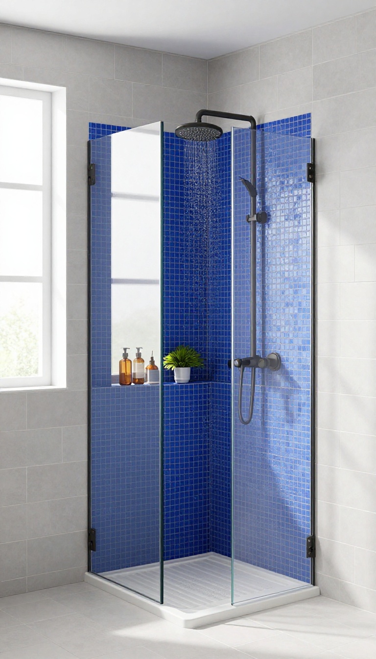 4. Recessed Niche with Accent Tile for Storage and Style