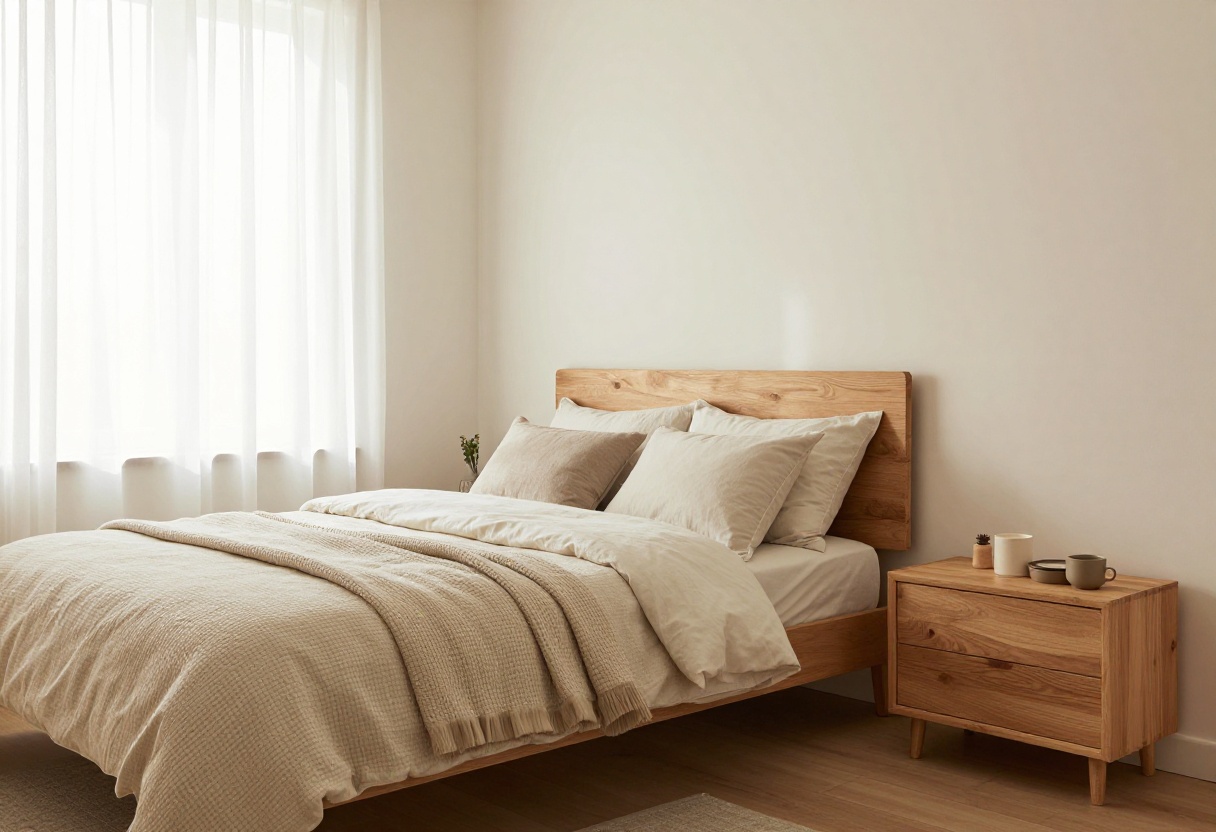 Cozy basement guest bedroom with warm lighting and comfortable bedding