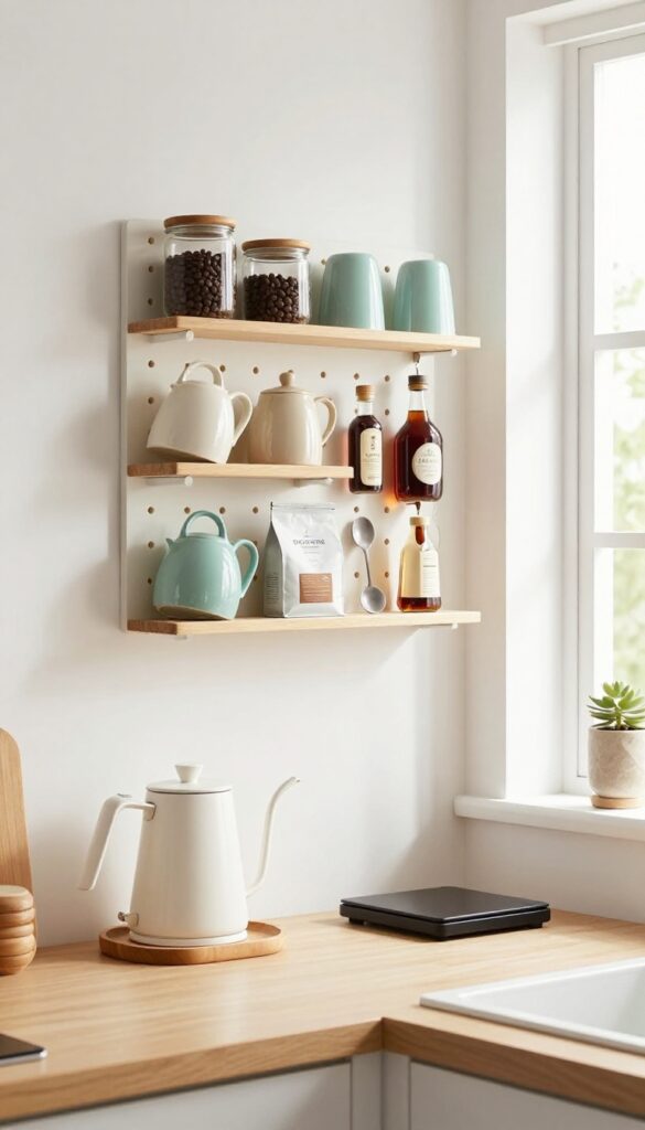 6. Pegboard Coffee Wall