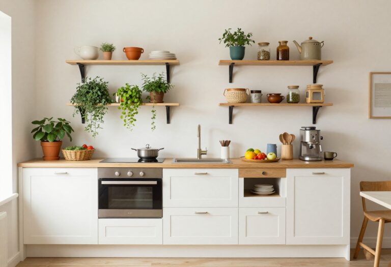 Charming Tocaboca kitchen with open shelves, herb garden, and coffee station
