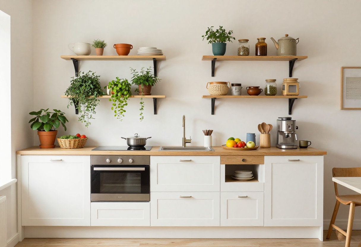 Charming Tocaboca kitchen with open shelves, herb garden, and coffee station