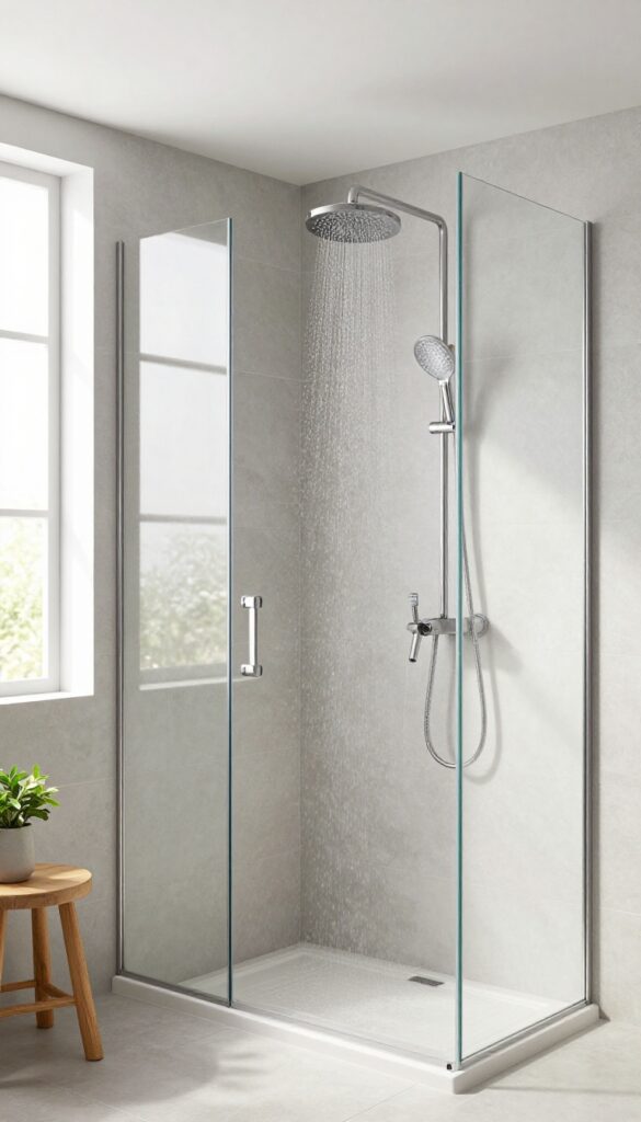 Modern bathroom with a rainfall and handheld shower combo, offering a luxurious and practical shower experience.