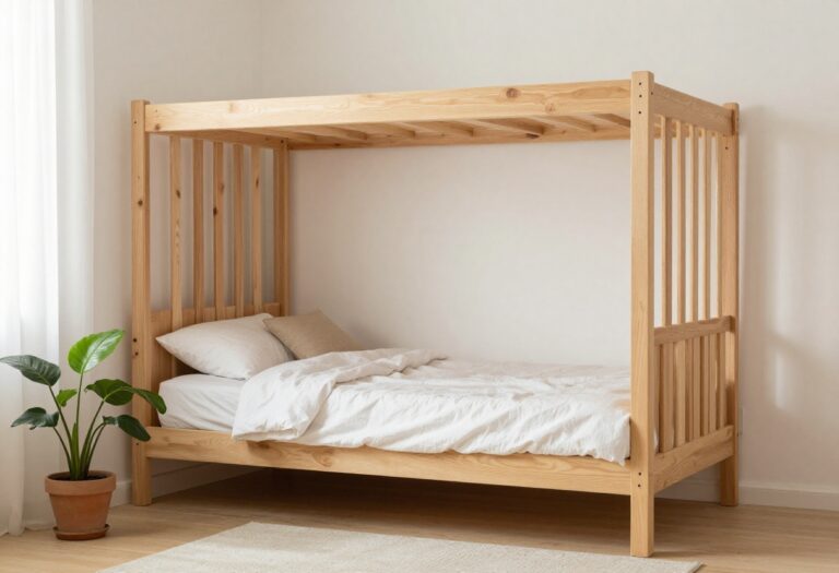 Small bedroom with a room divider creating separate zones for a couple