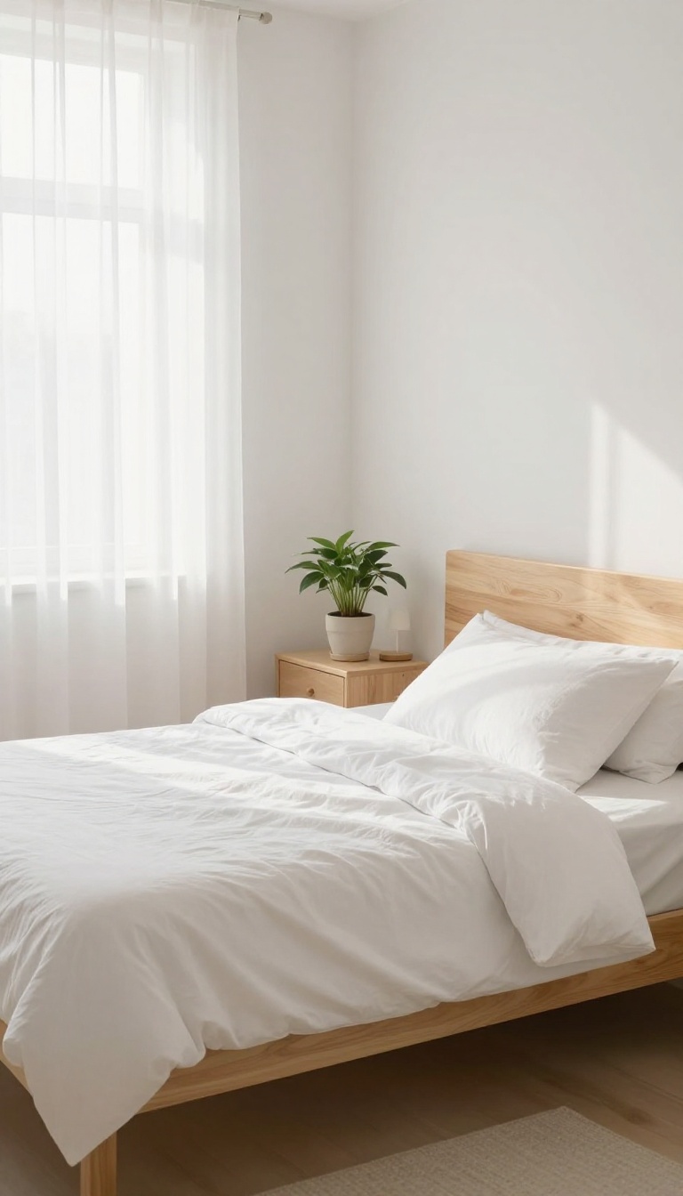 Small guest room with light neutral paint color, bright and open