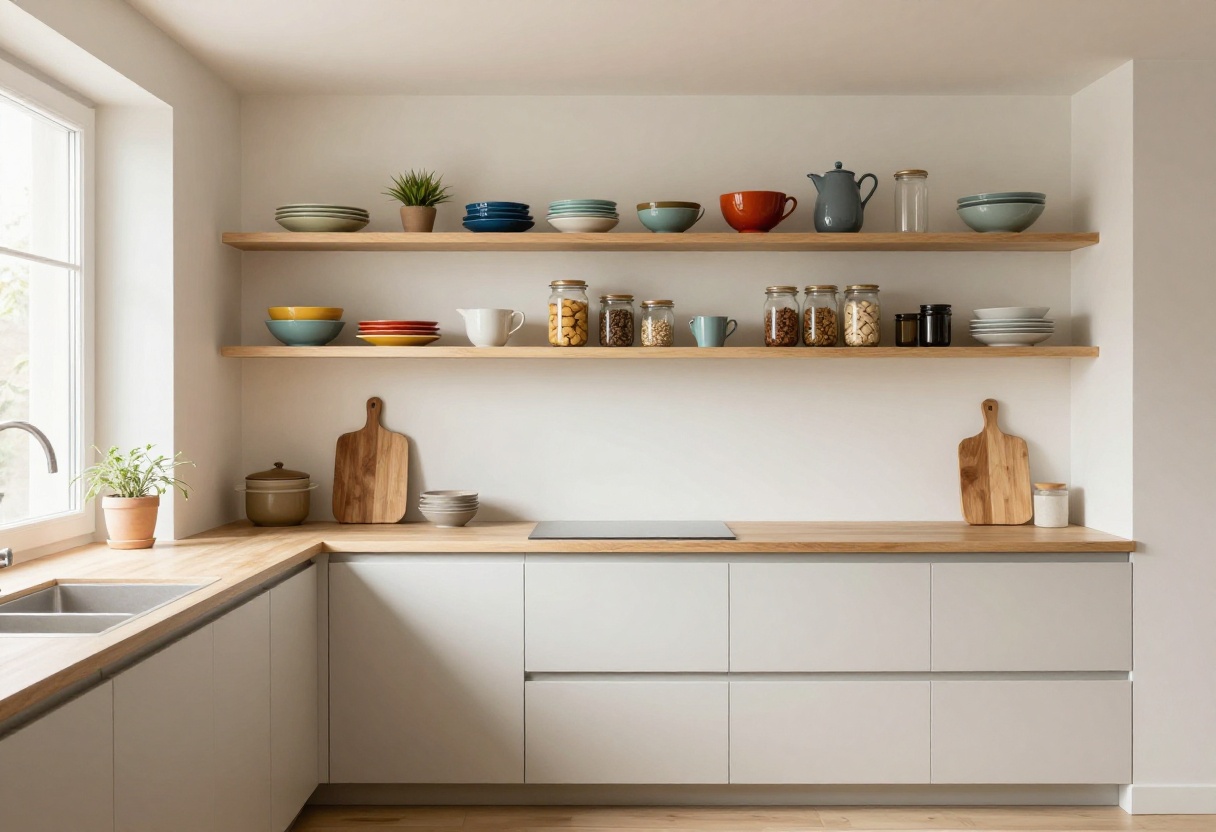 Budget-friendly kitchen set ideas with mix-and-match dinnerware and glass storage jars