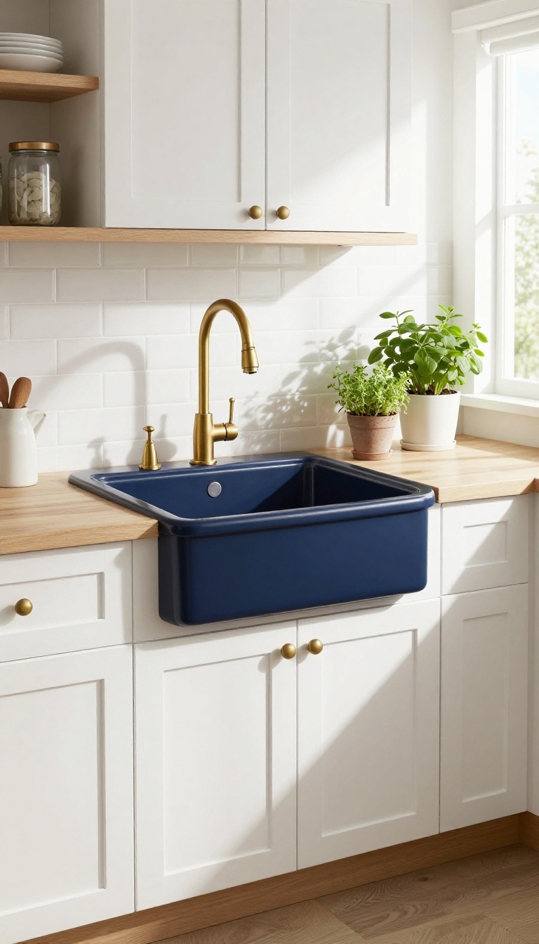 8. Install a Navy Farmhouse Sink