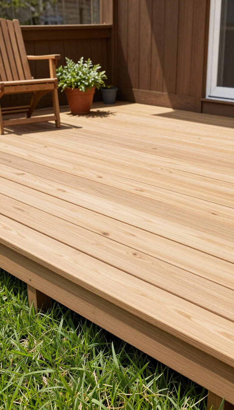 Backyard deck with finished horizontal wood skirting that hides the underside and looks intentional