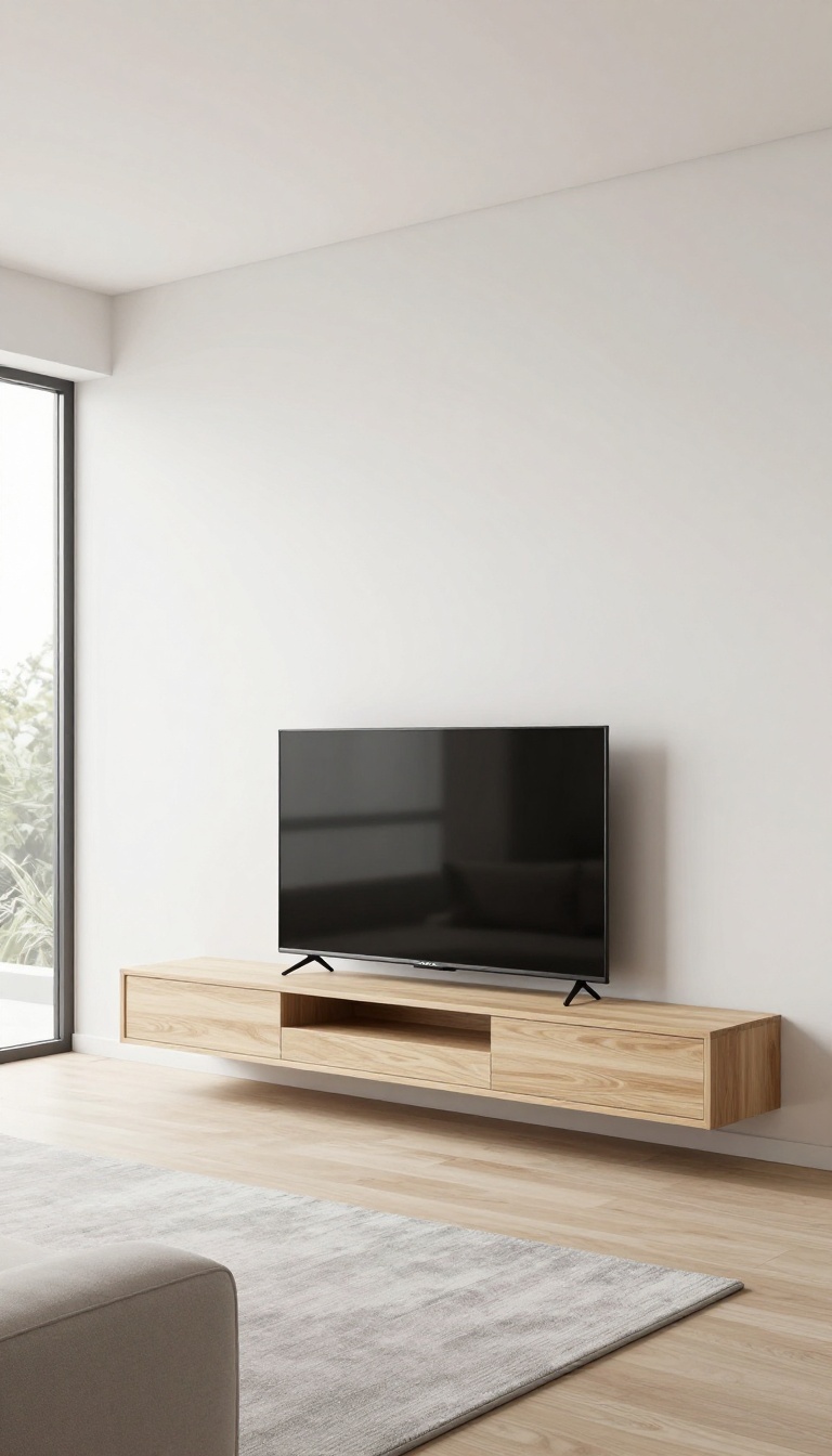 Floating console for a sleek living room TV setup